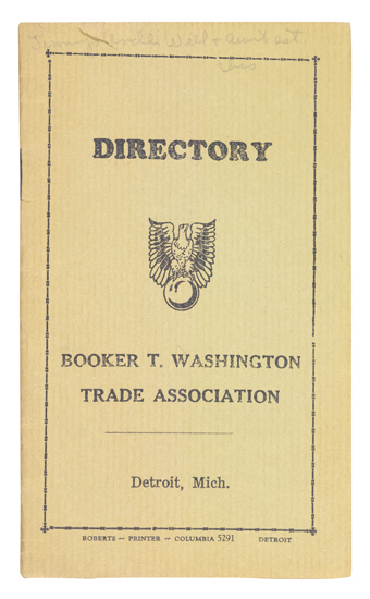 Appraisal: BUSINESS--DETROIT Booker T Washington Trade Association pages mo original printed