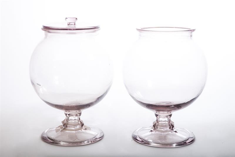 Appraisal: Two Victorian Glass Fish Bowls One lacking cover x in