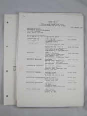 Appraisal: Film Memorabilia The Unit list and Cast list also Budget