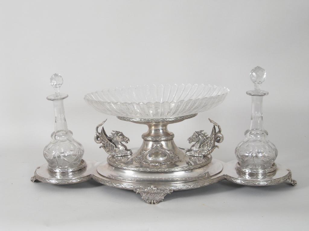 Appraisal: A Mappin and Webb plated Table Centre Piece the central