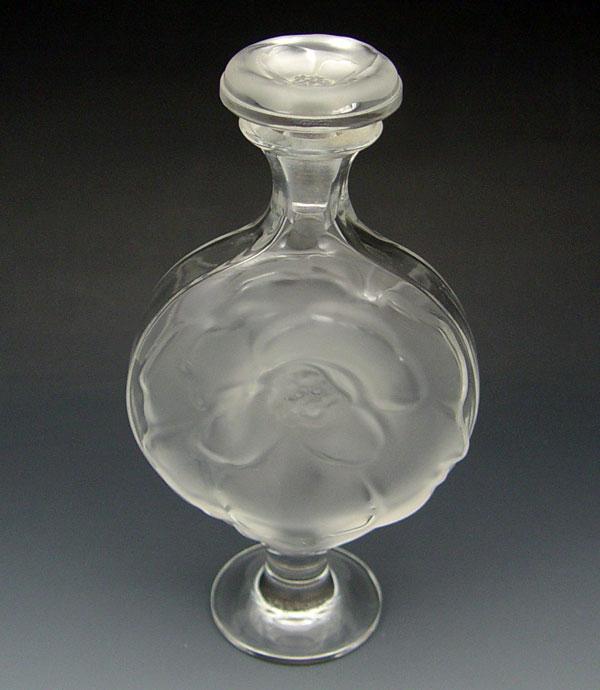 Appraisal: LALIQUE SCENT BOTTLE Flower form frosted and clear glass pedestal