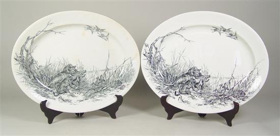 Appraisal: Pair of English Transfer Game Platters Sylvan by W B