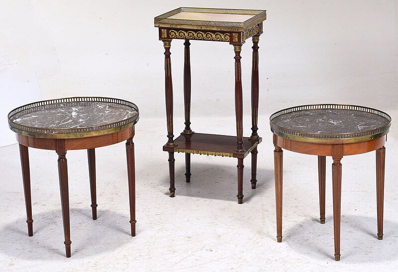 Appraisal: Group of Three French Marble Top Side Tables French th