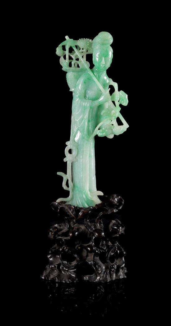 Appraisal: Sale Lot An Apple Green and Celadon Jadeite Figure of