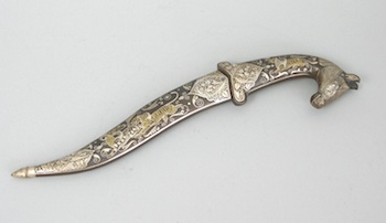 Appraisal: A Moghul Style Bidri Work Curved Dagger Designed with a