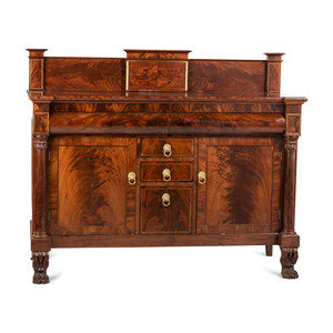 Appraisal: A Classical Brass Inlaid Carved and Figured Mahogany Sideboard Circa