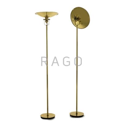 Appraisal: NESSEN LAMPS Pair of adjustable torcheres Bronx NY s Brass