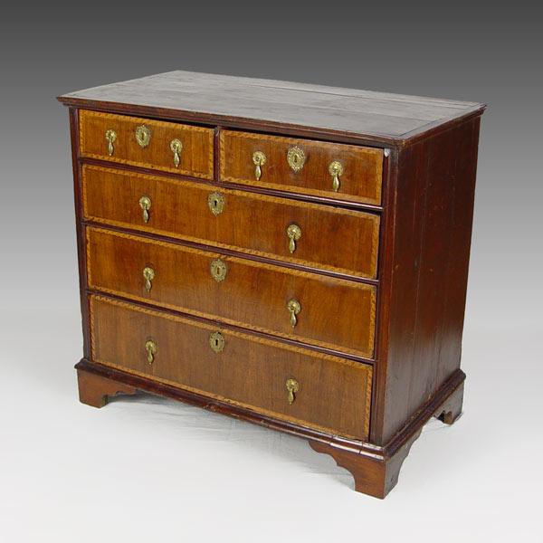 Appraisal: th C BANDED DRAWER CHEST Two over three graduated drawer