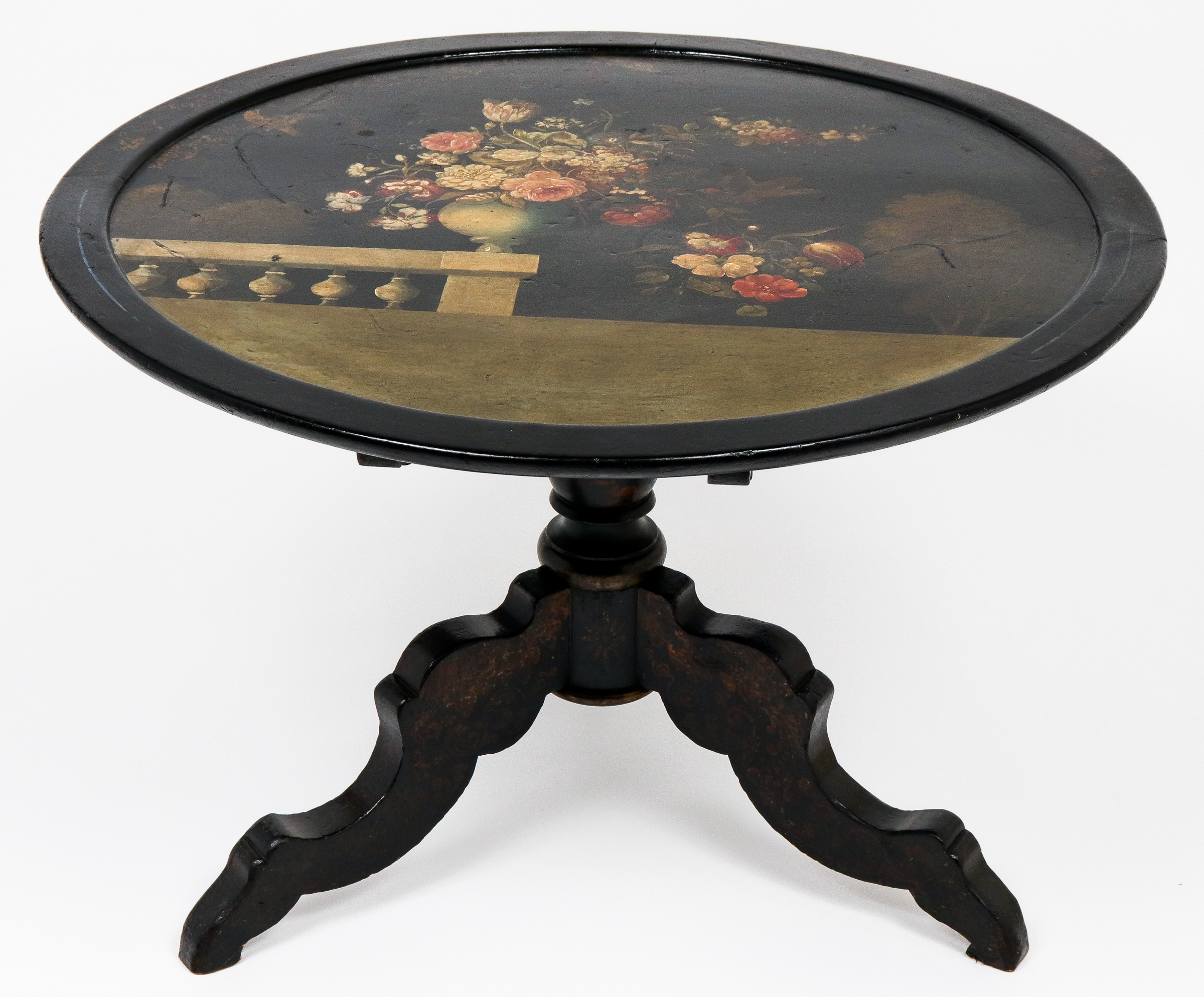 Appraisal: VICTORIAN STYLE PAINTED OCCASIONAL TABLE Victorian style painted round occasional