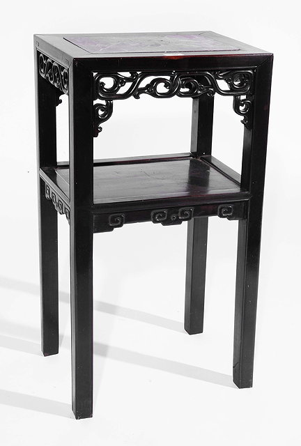 Appraisal: A Chinese hardwood urn standcirca with inset rectangular marble top