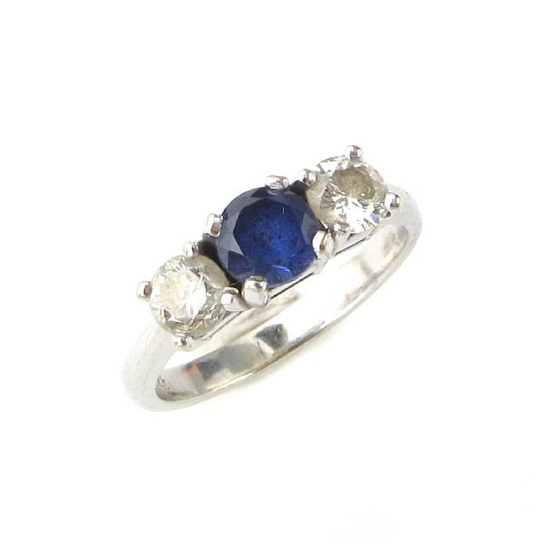 Appraisal: A sapphire diamond and k white gold ring estimated total