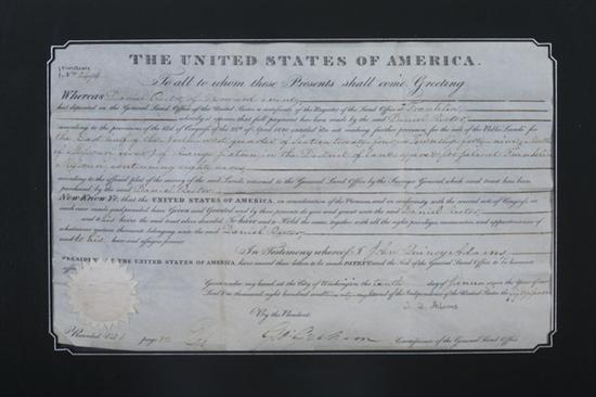 Appraisal: JOHN QUINCY ADAMS - DS as President oblong folio June