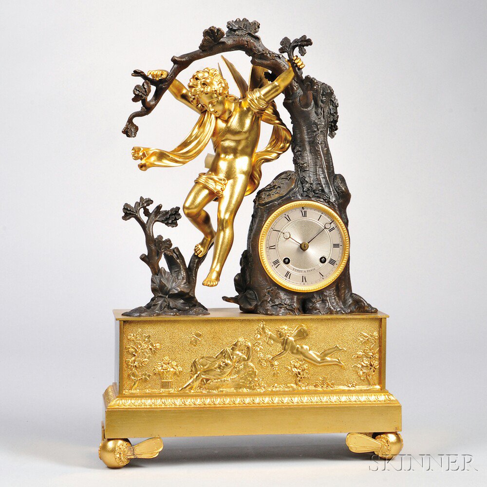 Appraisal: LeRoy Gilt Figural Mantel Clock Paris c the brass and