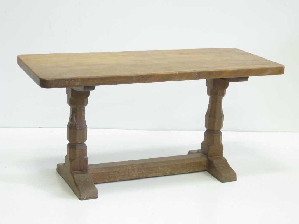 Appraisal: A Mouseman Thompson Coffee Table with rectangular glazed top and