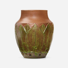 Appraisal: William J Walley PLANTER WITH LEAVES USA - glazed earthenware