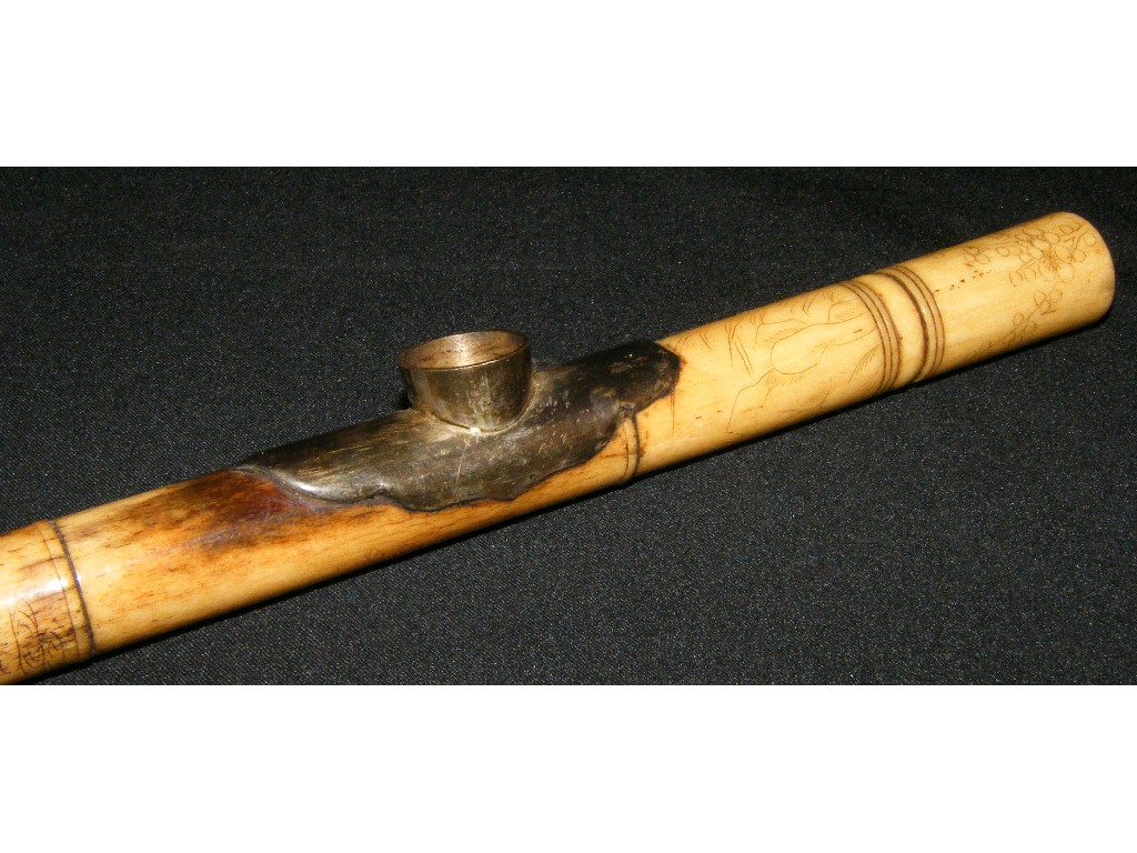 Appraisal: th century Chinese ivory opium pipe ring turned to simulate