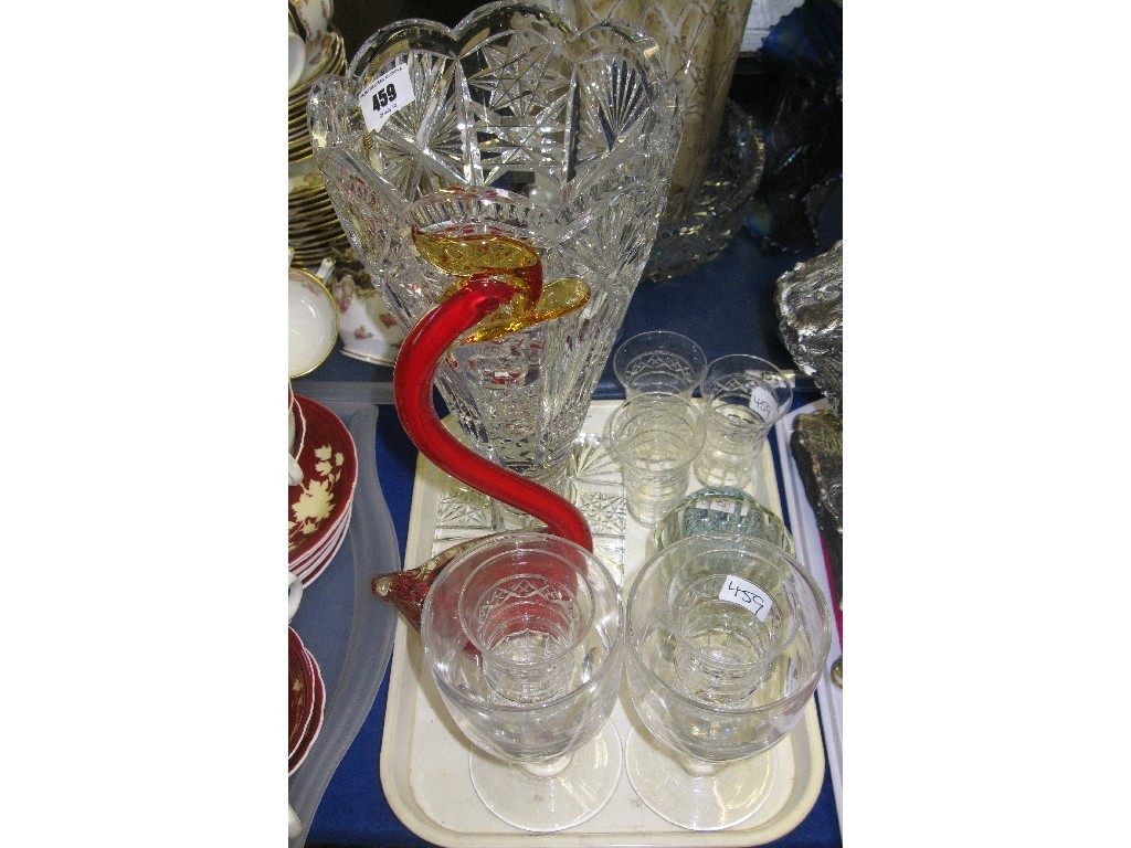 Appraisal: Tray lot comprising assorted glassware - crystal vase cut glass