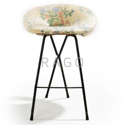 Appraisal: ITALIAN Bar stool s Enameled iron and upholstery Unmarked x