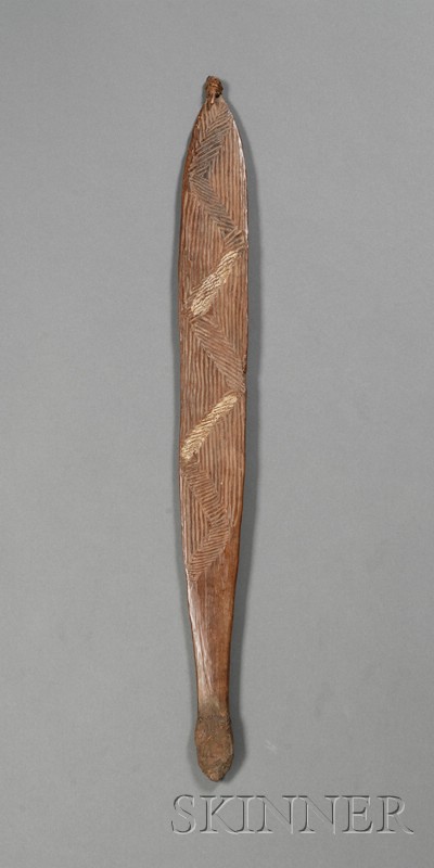 Appraisal: Australian Aborigine Carved Wood Spear Thrower the elliptical form with