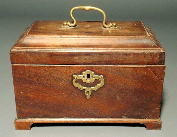 Appraisal: George III mahogany tea caddy c h x w x