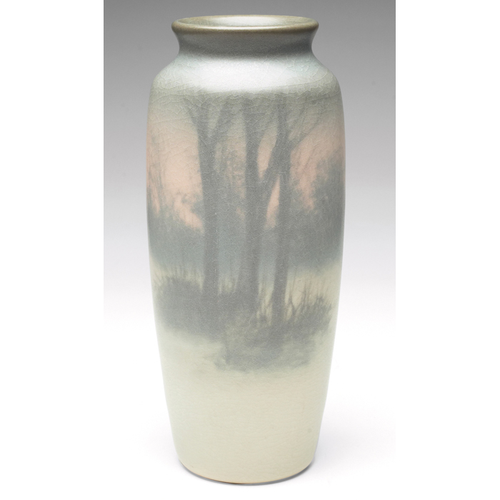 Appraisal: Good Rookwood vase Vellum glaze with a beautifully painted landscape