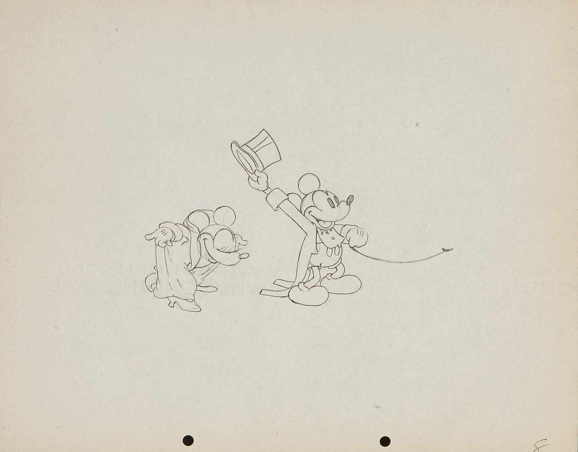 Appraisal: Two Walt Disney drawings from Mickey's Gala Premiere graphite on