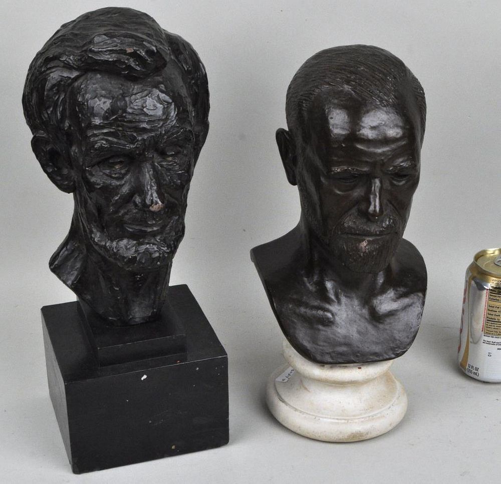 Appraisal: Leo Cherne Two Busts Lincoln Freud two cast busts one