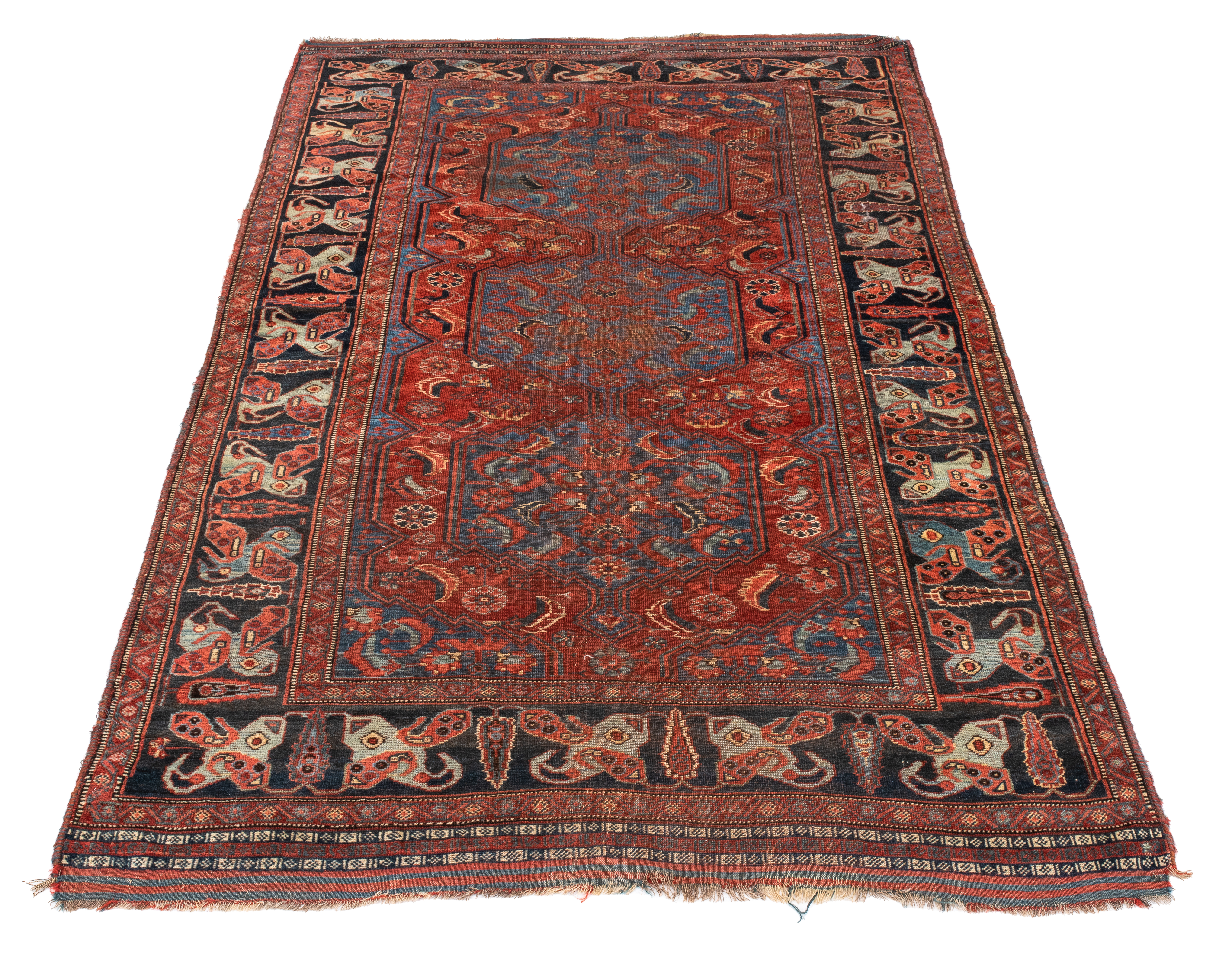 Appraisal: CAUCASIAN GEOMETRIC RUG Caucasian hand knotted rug with geometric floral