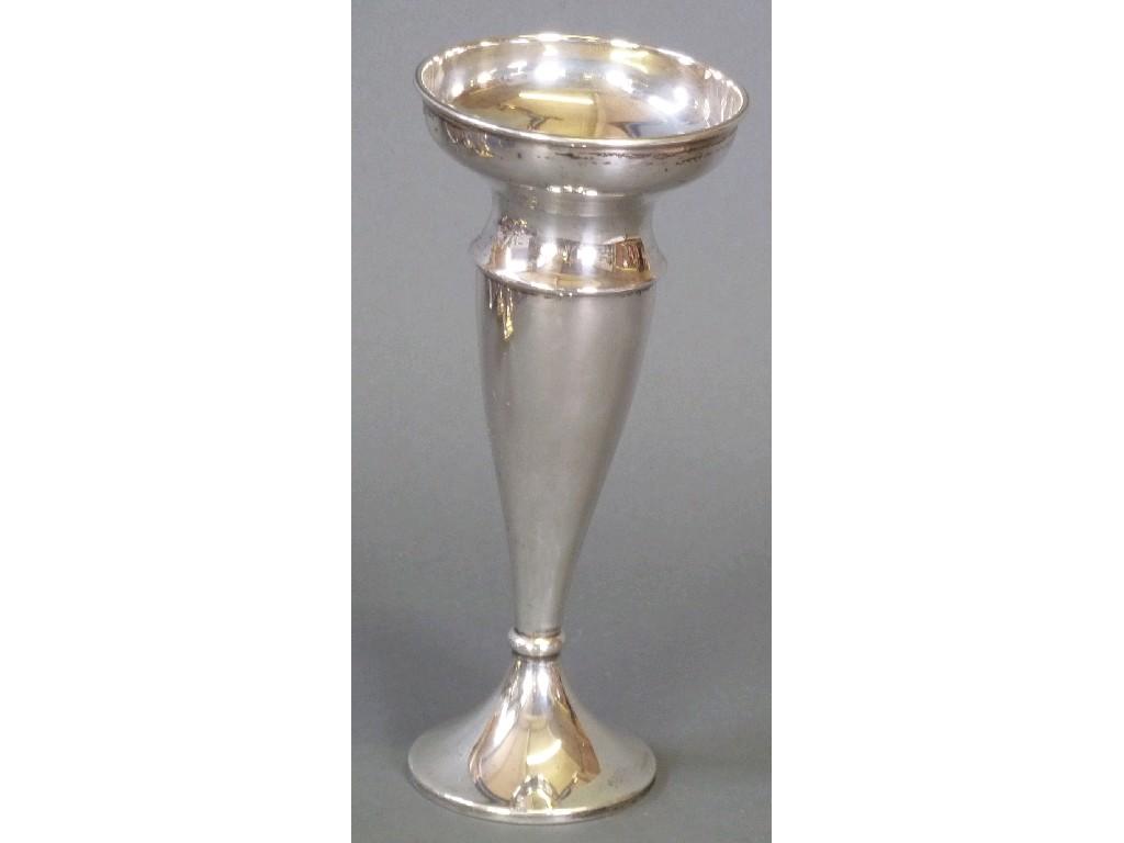 Appraisal: SILVER TRUMPET SHAPED FLOWER VASE with cup shaped top on