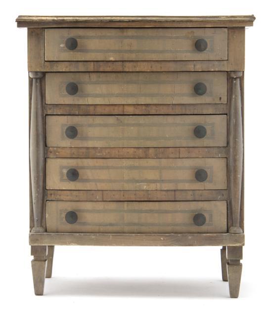 Appraisal: n Italian Diminutive Chest of Drawers the shaped top over