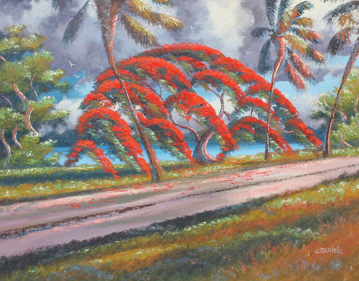 Appraisal: DANIELS Willie American th Century Florida Highwaymen Vibrant Royal Poinciana