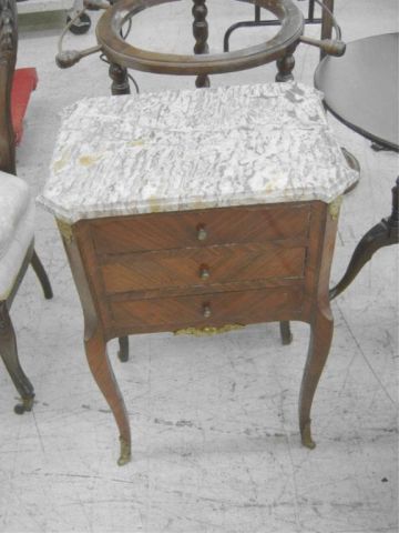 Appraisal: MAHOGANY FRENCH STYLE MARBLE TOP COMMODE