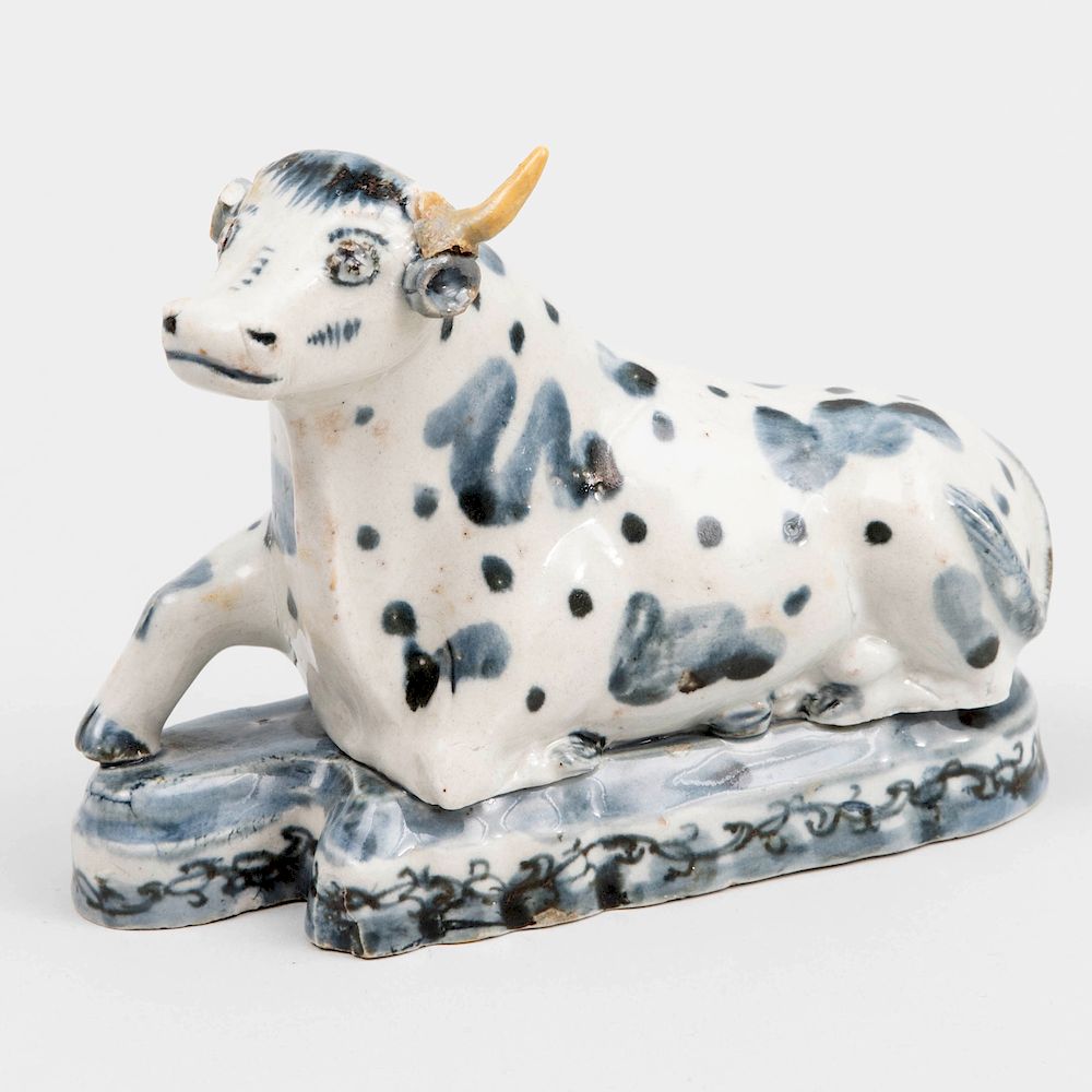 Appraisal: Dutch Delft Blue and White Cow Labels to base in