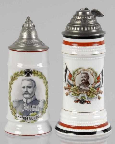 Appraisal: Lot of German Lithophane -Liter Steins Description Both steins display