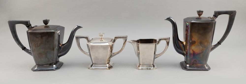 Appraisal: ART DECO-STYLE SILVER FOUR-PIECE TEA AND COFFEE SERVICE TH CENTURY