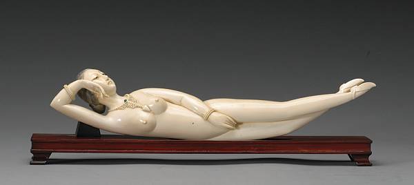 Appraisal: A tinted ivory doctor's model th Century The nude beauty