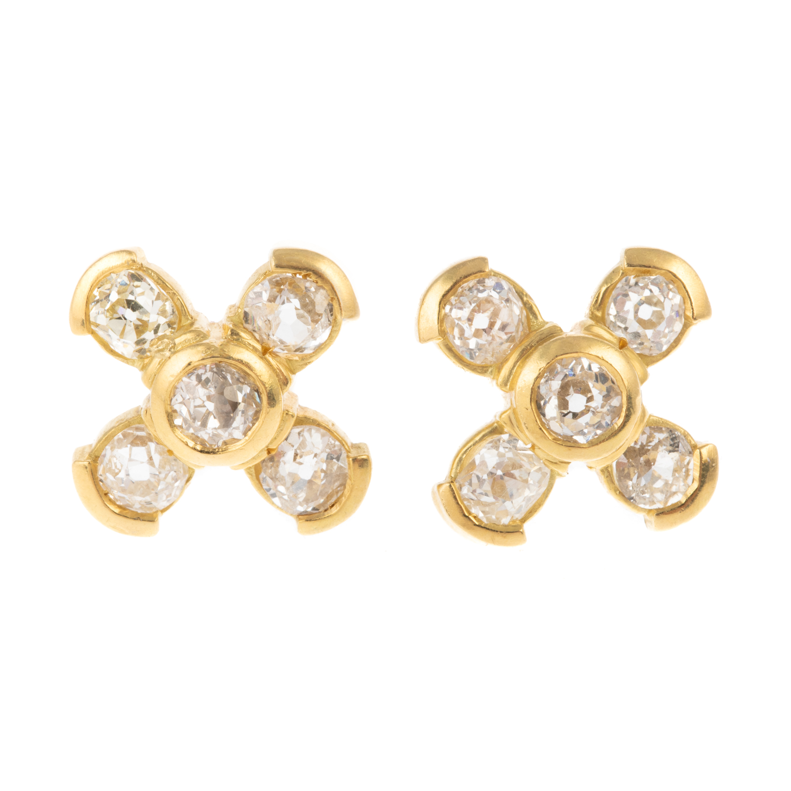 Appraisal: A PAIR OF CUSTOM-MADE K DIAMOND X EARRINGS K yellow