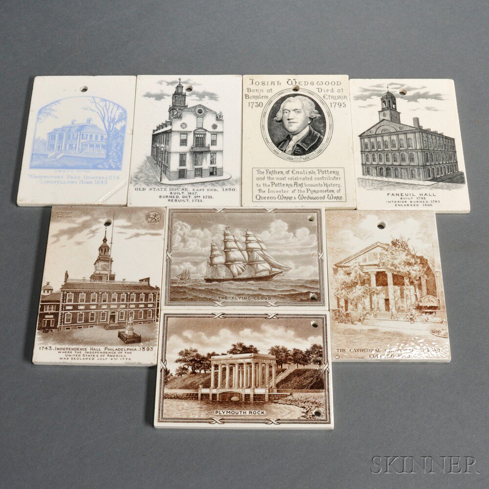 Appraisal: Eight Wedgwood Queen's Ware Transfer Printed Calendar Tiles England th