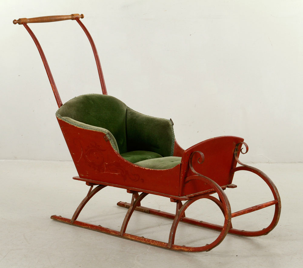 Appraisal: - Victorian Child's Push Sleigh Victorian child s push sleigh