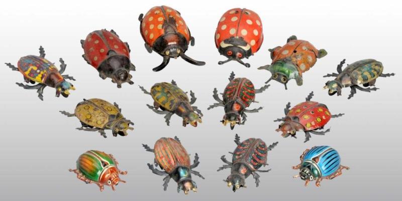 Appraisal: Lot of Tin Litho Beetle Push Toys Description German One