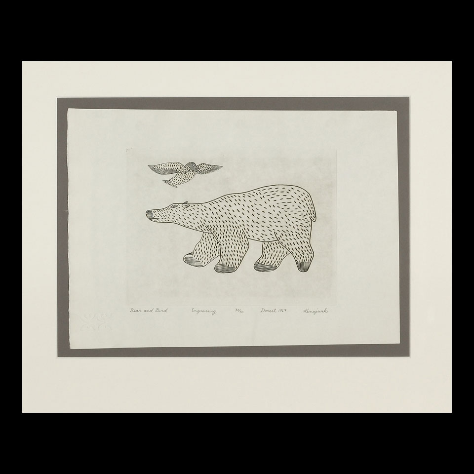 Appraisal: KENOJUAK ASHEVAK - E - Cape Dorset BEAR BIRD engraving