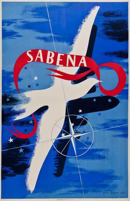 Appraisal: BOGAERT Gaston SABENA lithograph in colours printed by Affiches Marci