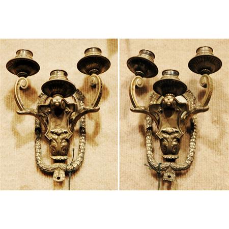 Appraisal: Pair of Dutch Neoclassical Style Silver Three-Light Sconces Estimate -