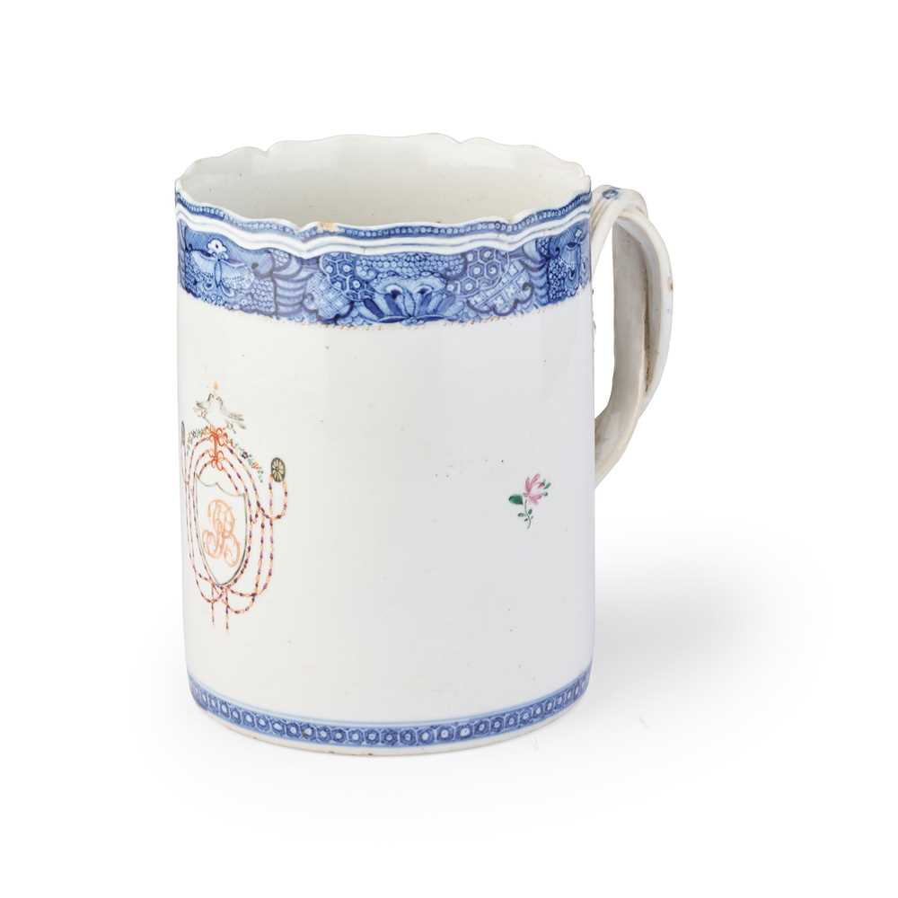 Appraisal: BLUE AND WHITE WITH FAMILLE ROSE TANKARD QING DYNASTY TH