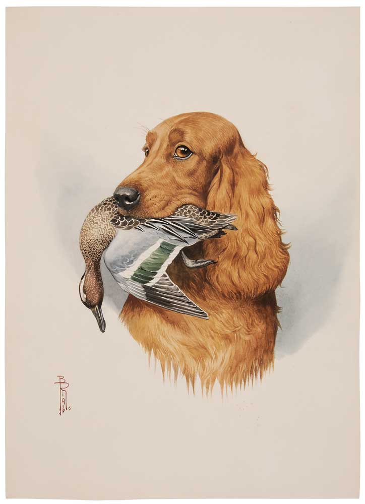 Appraisal: Boris Riab French Russian - English Springer Spaniel with Duck