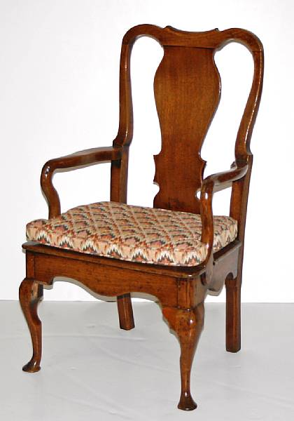 Appraisal: A George I walnut open armchair early th century height