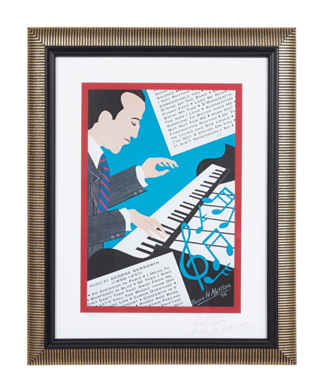 Appraisal: PIERRE MATISSE SIGNED LITHO OF GEORGE GERSHWIN Pierre Matisse French-American