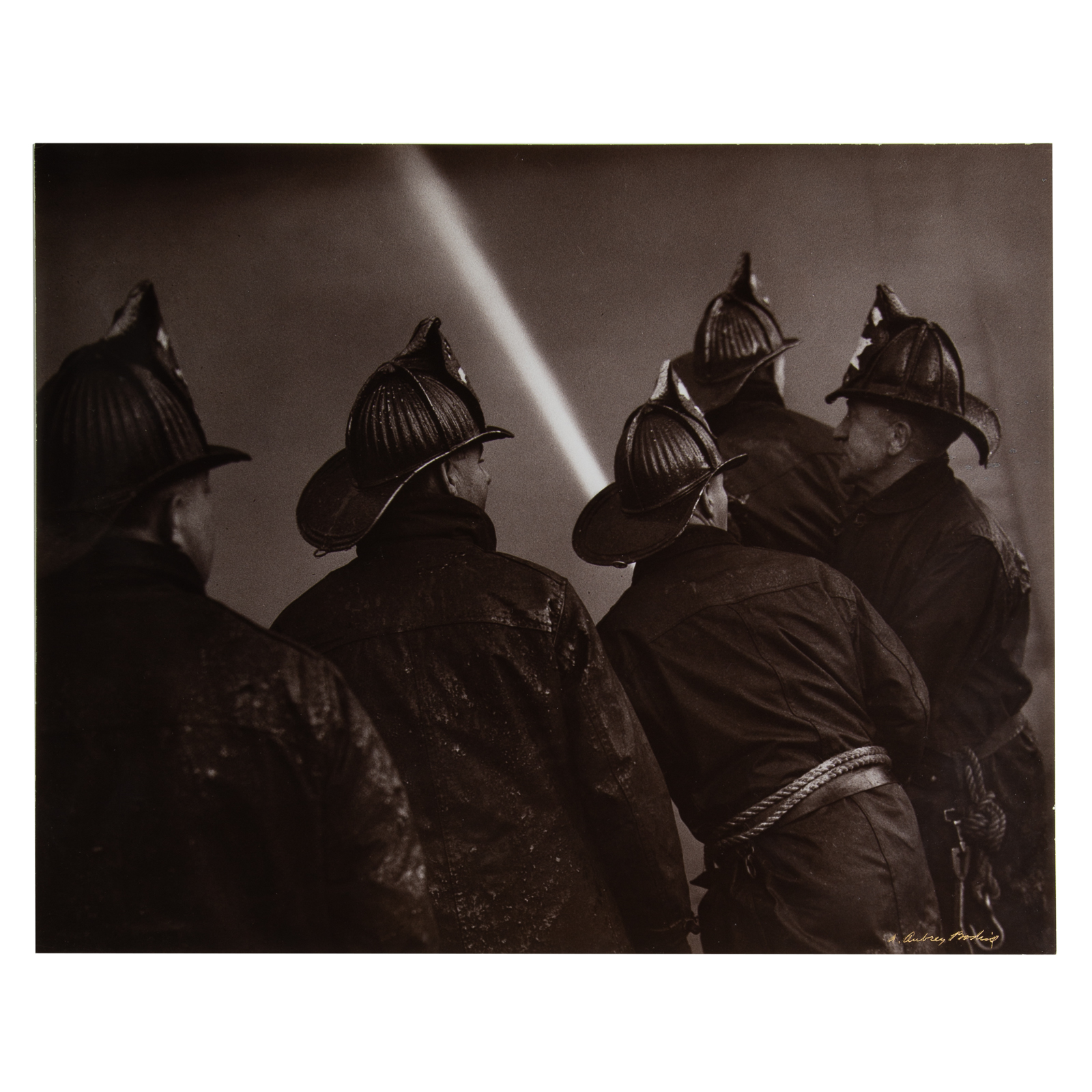 Appraisal: A AUBREY BODINE FINE FIREMEN PHOTOGRAPH American - Gelatin silver