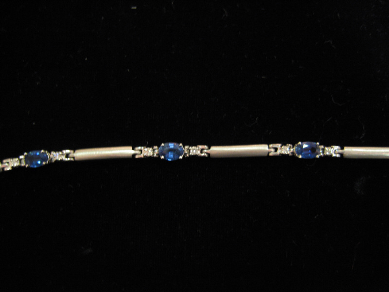 Appraisal: SAPPHIRE AND DIAMOND BRACELET k white gold sapphire and diamond