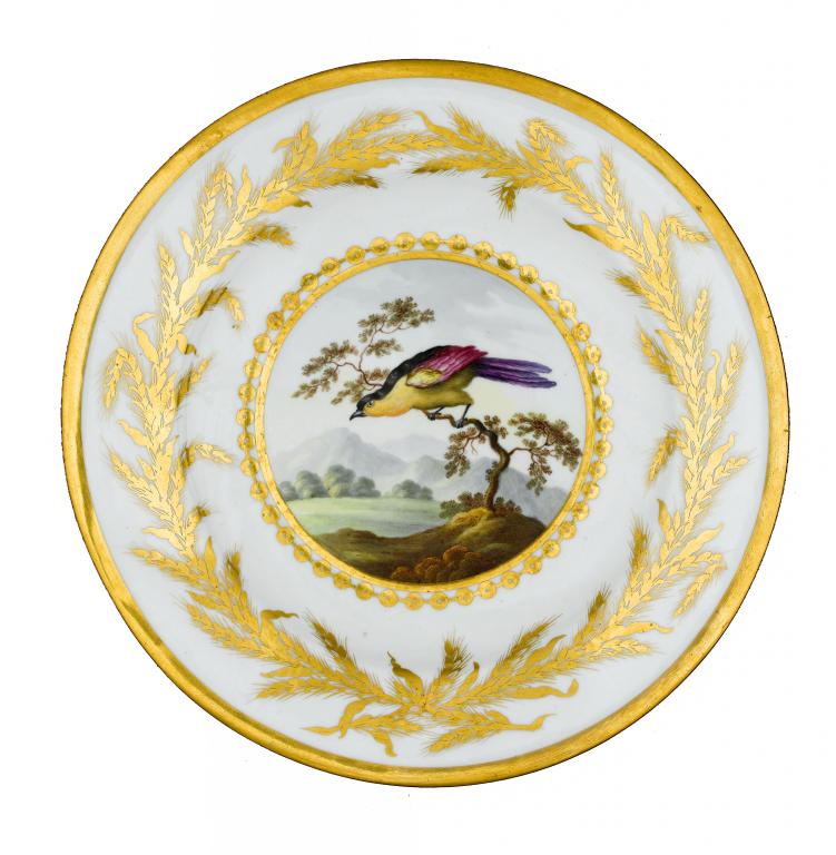 Appraisal: A DERBY PLATE painted by Cuthbert Lawton with a brightly